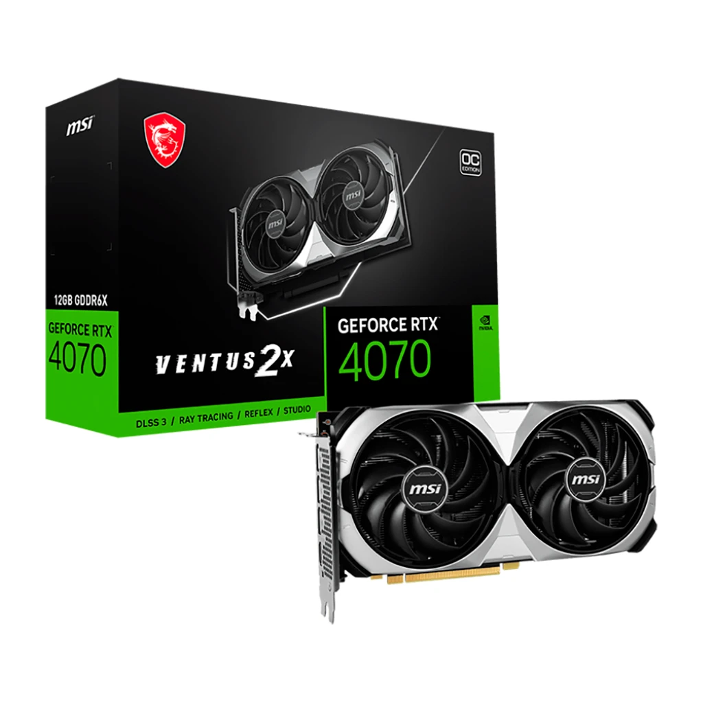 MSI Grafička karta Nvidia GeForce RTX 4070 VENTUS 2X E 12G OC, 12GB GDDR6X, 192-bit, PCI-E, Dual Fan - image 1
