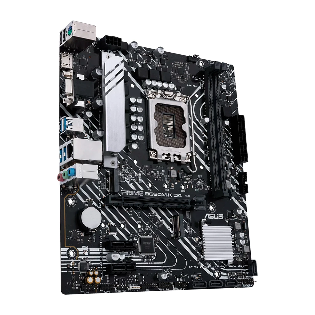 ASUS PRIME B660M-K D4 LGA1700 mATX MB - Intel B660 2xDIMM DDR4 2xM.2 4xSATA PCIe - image 1
