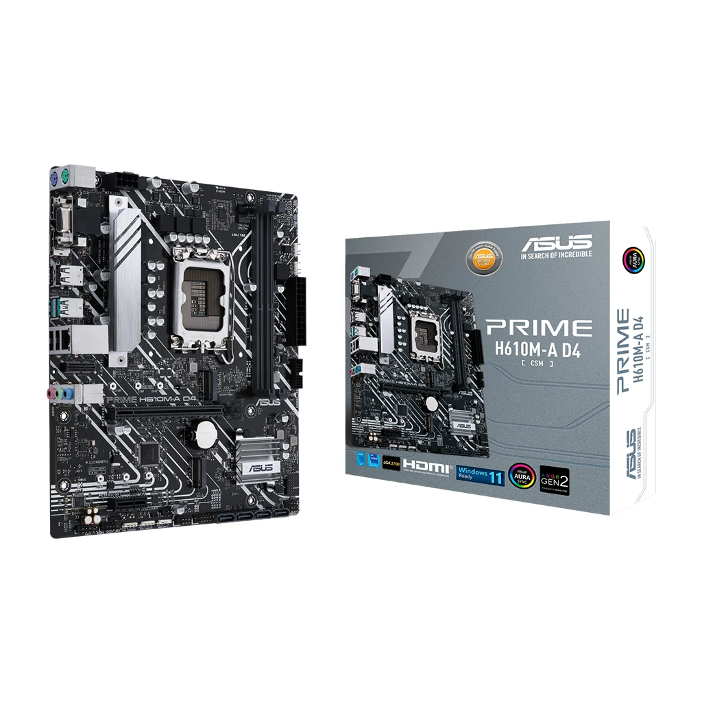 ASUS PRIME H610M-A D4-CSM LGA1700 mATX MB - Intel H610 2xDIMM DDR4 2xM.2 4xSATA PCIe - image 1