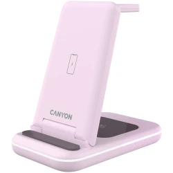 CANYON Bežični punjač WS-304 15W 3u1 Iced Pink - Brzo bežično punjenje, Kompatibilnost sa više uređaja, Elegantni dizajn, Sigurno i efikasno - thumbnail 2