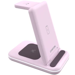 CANYON Bežični punjač WS-304 15W 3u1 Iced Pink - Brzo bežično punjenje, Kompatibilnost sa više uređaja, Elegantni dizajn, Sigurno i efikasno - thumbnail 4