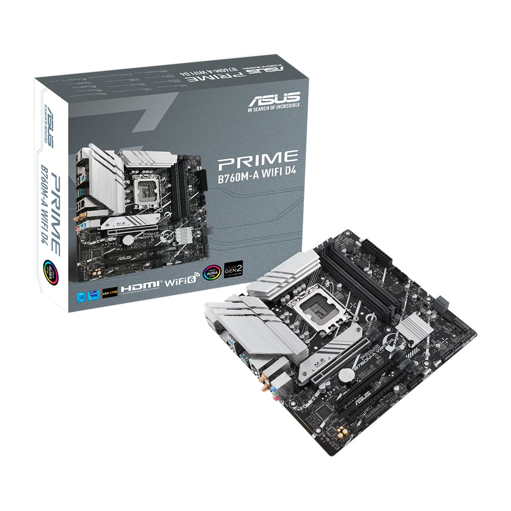 ASUS PRIME B760M-A WIFI D4 LGA1700 mATX MB - Intel B760 4xDIMM DDR4 2xM.2 4xSATA - image 1