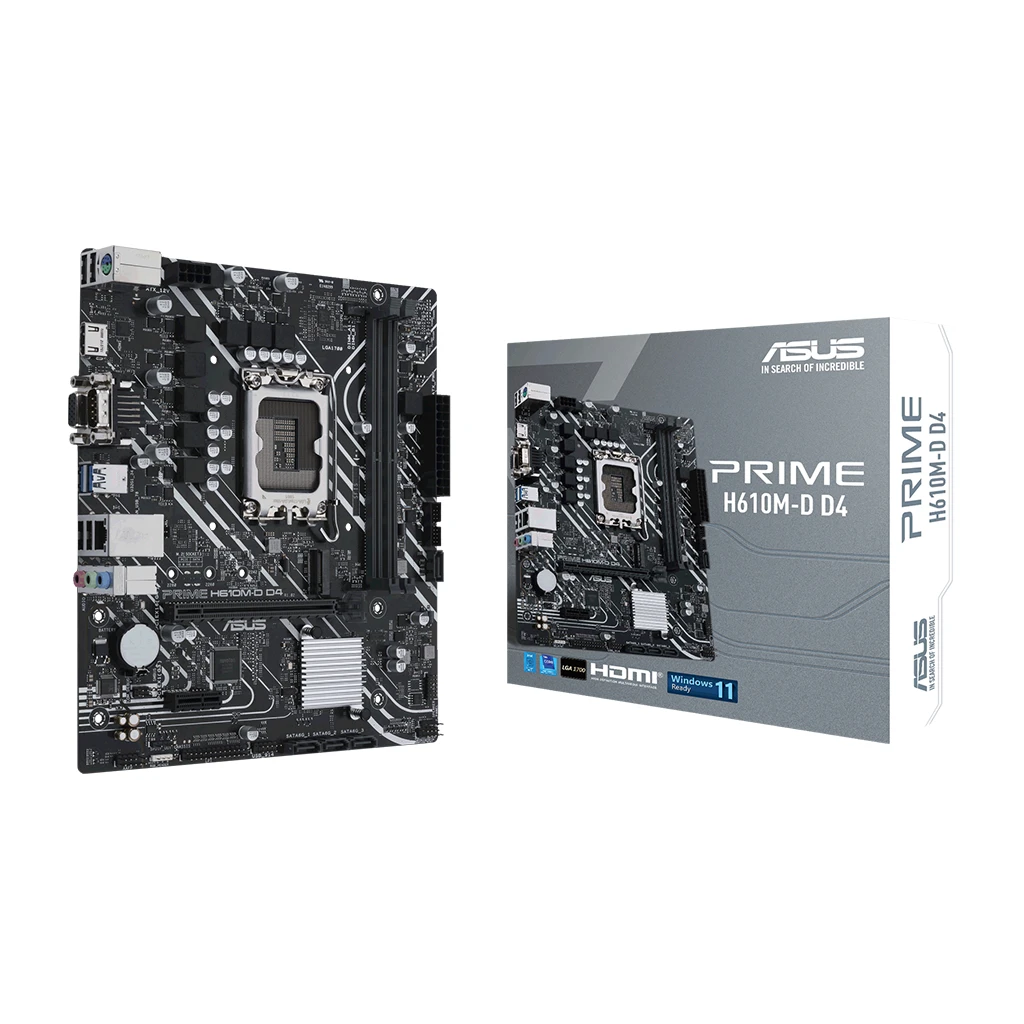 ASUS PRIME H610M-D D4 LGA1700 mATX MB - Intel H610 2xDIMM DDR4 1xM.2 4xSATA PCIe - image 1