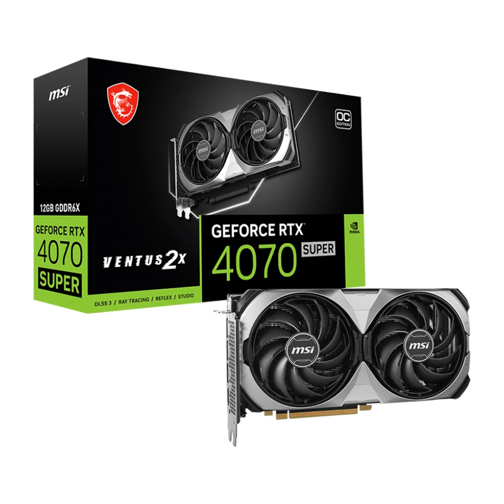 MSI Grafička karta Nvidia GeForce RTX 4070 SUPER 12G VENTUS 2X OC, 12GB GDDR6X, 192-bit, PCI-E, 3x DP, Dual Fan - image 1