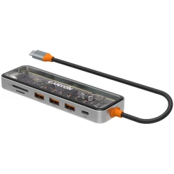 CANYON DS-13 USB-hub Size: 137.9mm*42.7mm*15mm Weight: 167.5gCable length: 155mm Material: Zinc alloy+Tempered glass+TPE Port: Type-C - thumbnail 3