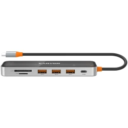 CANYON DS-13 USB-hub Size: 137.9mm*42.7mm*15mm Weight: 167.5gCable length: 155mm Material: Zinc alloy+Tempered glass+TPE Port: Type-C - thumbnail 4