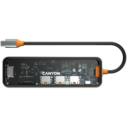 CANYON DS-13 USB-hub Size: 137.9mm*42.7mm*15mm Weight: 167.5gCable length: 155mm Material: Zinc alloy+Tempered glass+TPE Port: Type-C - thumbnail 5
