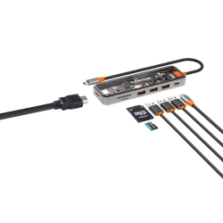 CANYON DS-13 USB-hub Size: 137.9mm*42.7mm*15mm Weight: 167.5gCable length: 155mm Material: Zinc alloy+Tempered glass+TPE Port: Type-C - thumbnail 6