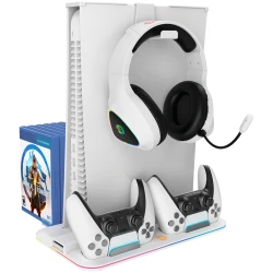 CANYON CS-5 PS5 Charger stand with RGB light 315*185*28mm with 23CM+0.5cm cable 475±10g White - thumbnail 1