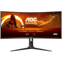 AOC Zakrivljeni Gaming Monitor 34" UltraWide, 180Hz, 1ms, WQHD CU34G2XP/BK - thumbnail 1