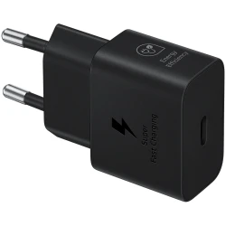 Samsung 25W Fast Charging USB-C Power Adapter Black cable included - thumbnail 1