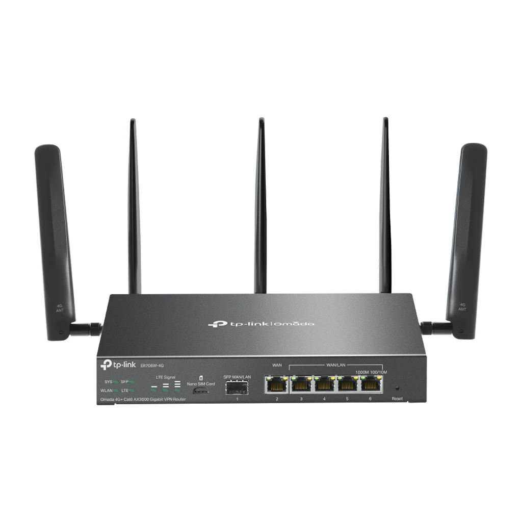 TP-Link ER706W-4G Omada AX3000 Gigabit VPN Router - 4G+, Cat6, 1× SFP WAN/LAN - image 1