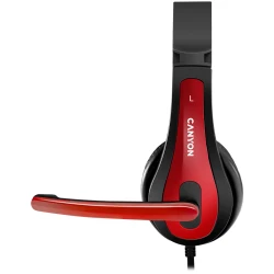 CANYON HSC-1 basic PC headset with microphone combined 3.5mm plug leather pads Flat cable length - thumbnail 4