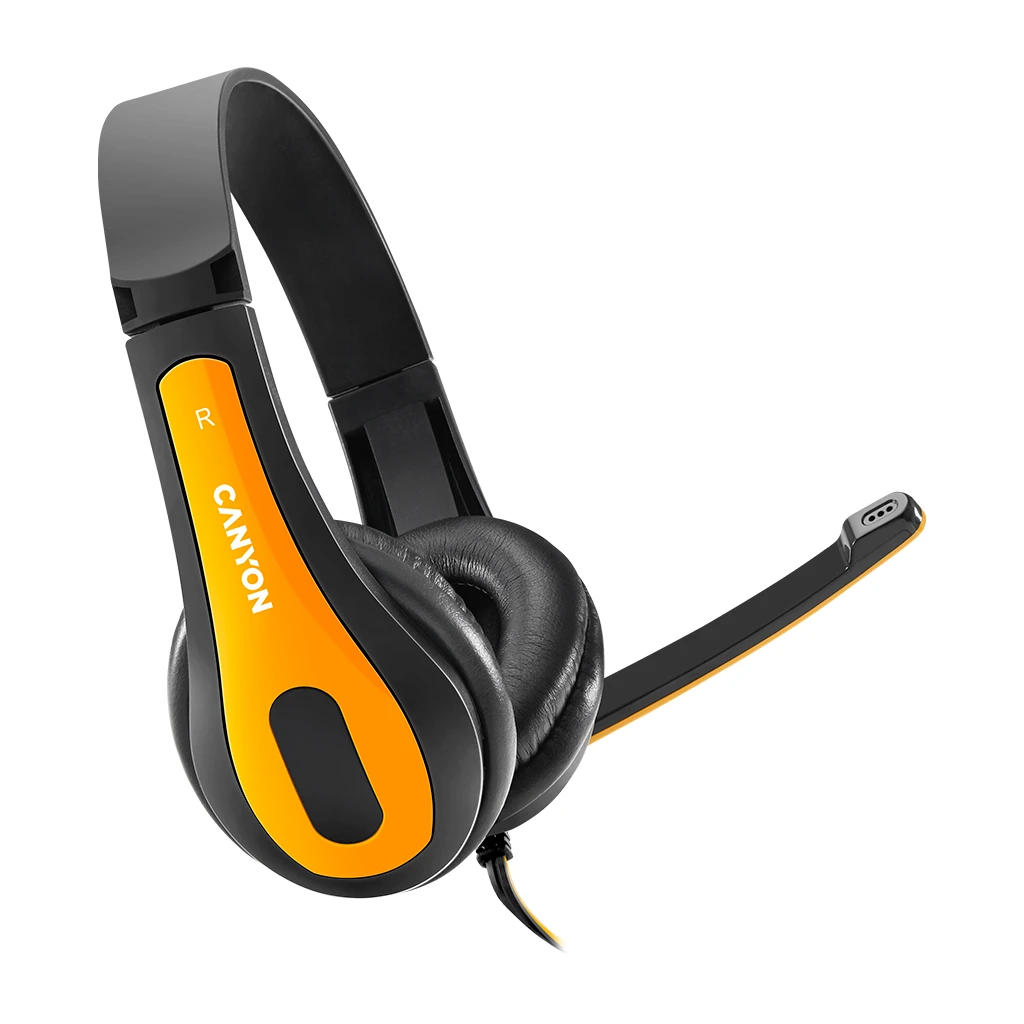 CANYON HSC-1 basic PC headset with microphone combined 3.5mm plug leather pads Flat cable length - image 1