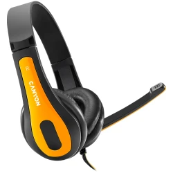 CANYON HSC-1 basic PC headset with microphone combined 3.5mm plug leather pads Flat cable length - thumbnail 1