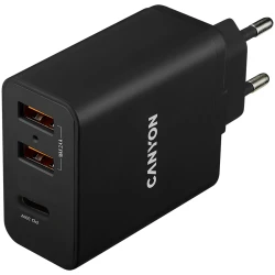 CANYON H-08 Universal 3xUSB AC charger in wall with over-voltage protection1 USB-C with PD Quick - thumbnail 1