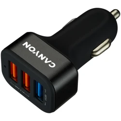 CANYON car charger C-07 QC 3.0 2.4A/3USB-A Black - thumbnail 1