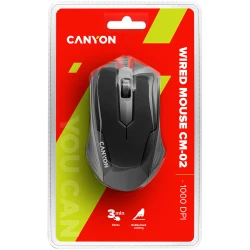 CANYON CM-02 wired optical Mouse with 3 buttons DPI 1000 Black cable length 1.25m 120*70*35mm - thumbnail 4