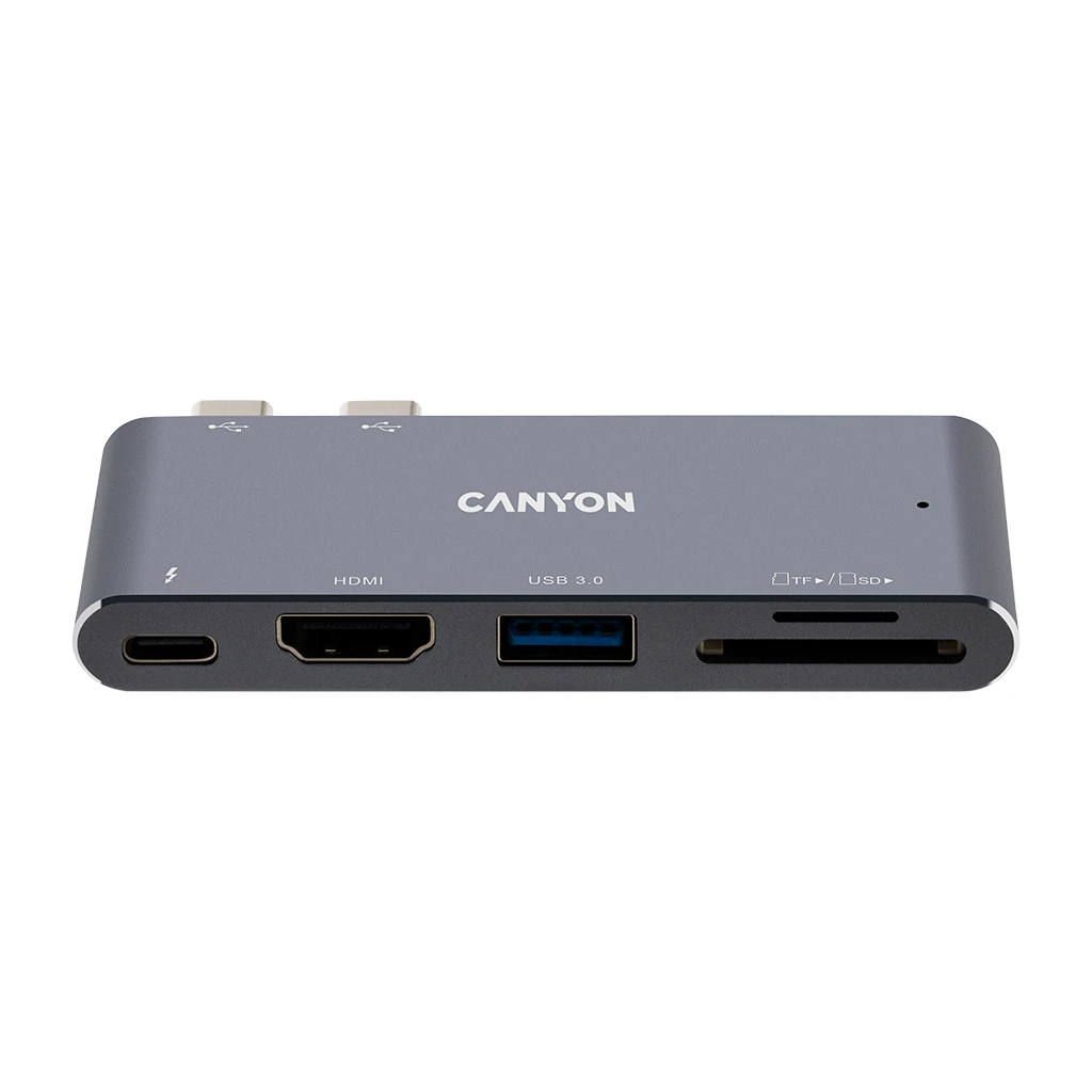 CANYON Hub DS-5 5u1 Thunderbolt 3 4k Sivi - [4K Video Izlaz, 5 Portova, Thunderbolt 3 Povezivanje, Kompaktan Dizajn] - image 1