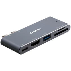 CANYON Hub DS-5 5u1 Thunderbolt 3 4k Sivi - [4K Video Izlaz, 5 Portova, Thunderbolt 3 Povezivanje, Kompaktan Dizajn] - thumbnail 3
