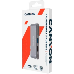 CANYON Hub DS-5 5u1 Thunderbolt 3 4k Sivi - [4K Video Izlaz, 5 Portova, Thunderbolt 3 Povezivanje, Kompaktan Dizajn] - thumbnail 5