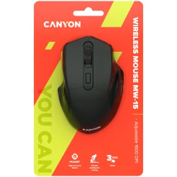 CANYON MW-15 2.4GHz Wireless Optical Mouse with 4 buttons DPI 800/1200/1600 Black 115*77*38mm 0.064kg - thumbnail 6