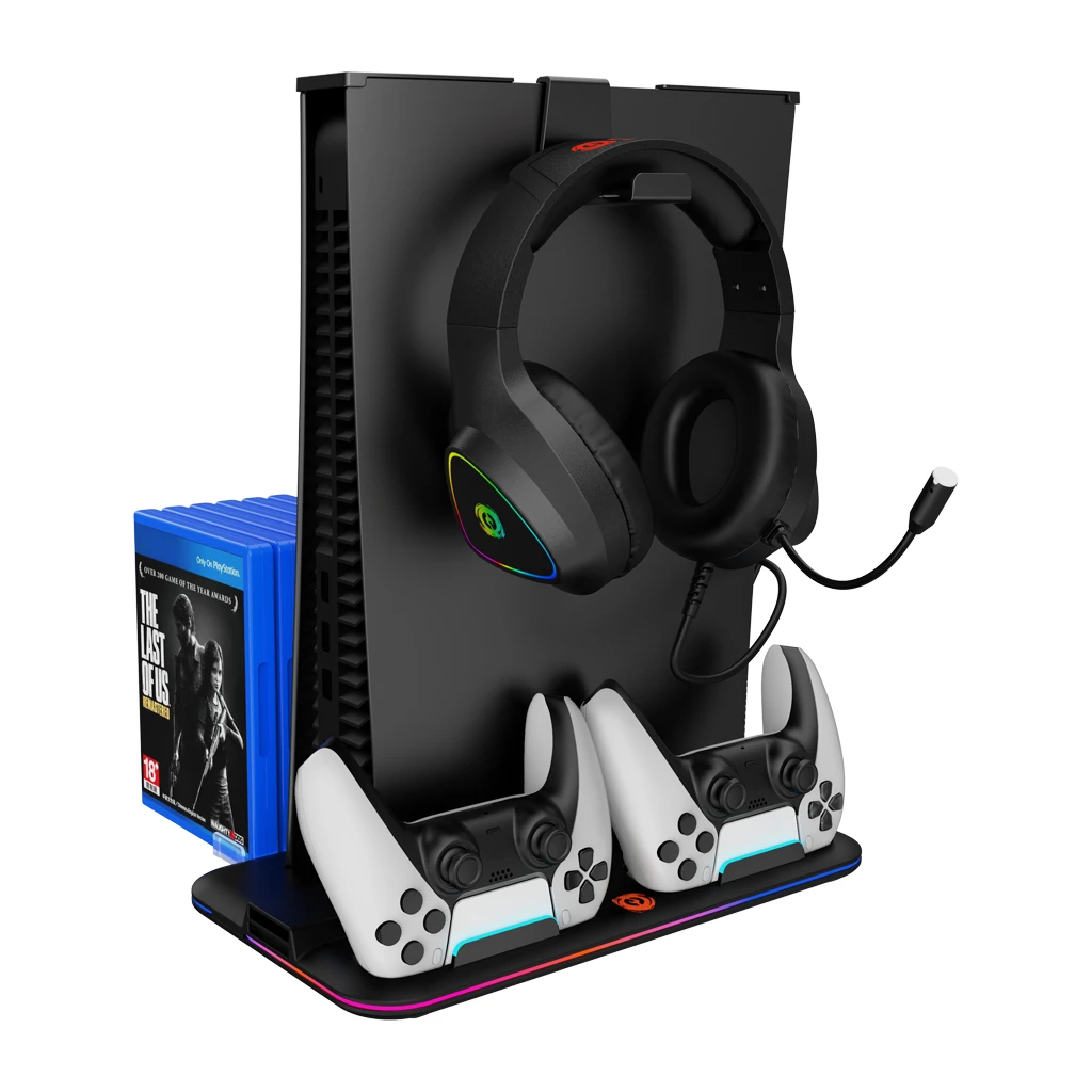 CANYON CS-5 PS5 Charger stand with RGB light 315*185*28mm with 23CM+0.5cm cable 475±10g Black - image 1