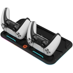 CANYON CS-5 PS5 Charger stand with RGB light 315*185*28mm with 23CM+0.5cm cable 475±10g Black - thumbnail 3