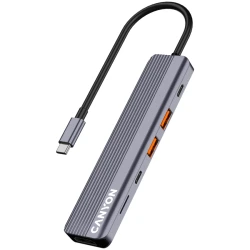 CANYON hub DS-17 6in1 4k USB-C Grey - thumbnail 2