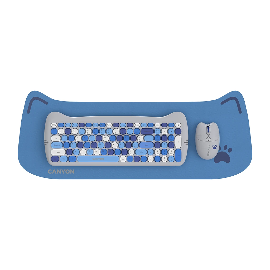 CANYON HSET-W6 EN/AD Keyboard+Mouse Kitty Edition AAA+АА Wireless Blue - image 1