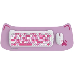 CANYON HSET-W6 EN/AD Keyboard+Mouse Kitty Edition AAA+АА Wireless Pink - thumbnail 1