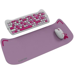 CANYON HSET-W6 EN/AD Keyboard+Mouse Kitty Edition AAA+АА Wireless Pink - thumbnail 2