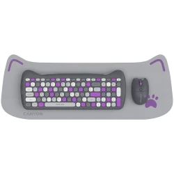 CANYON HSET-W6 EN/AD Keyboard+Mouse Kitty Edition AAA+АА Wireless Violet - thumbnail 1