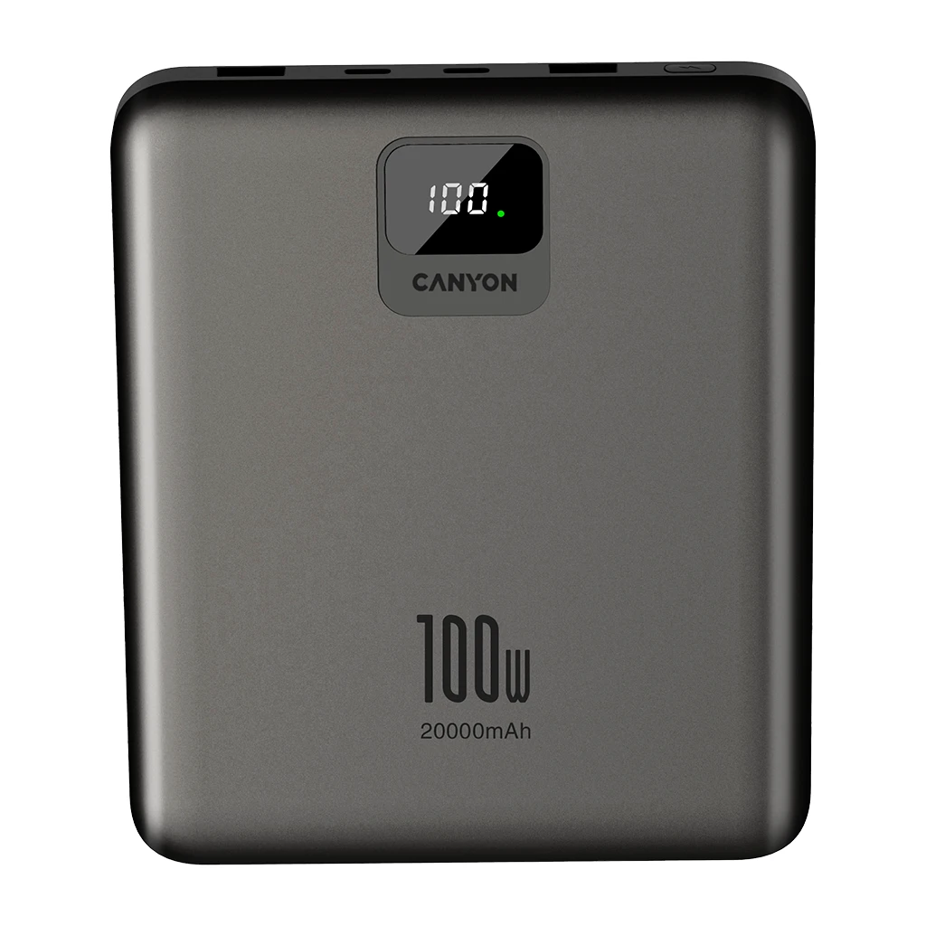 CANYON power bank PB-2008 LED FLAT 20000 mAh PD100W QC3.0 Dark Grey - image 1