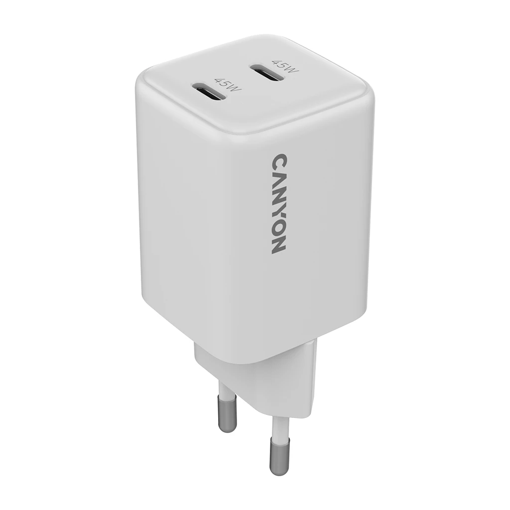 CANYON charger CU45AC GaN 45W 2xPD EU White - image 1