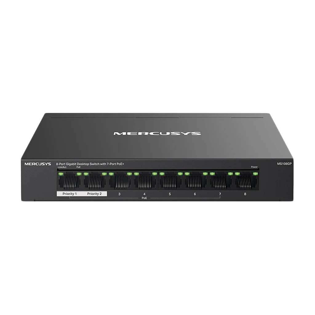 TP-Link 8-Port Gigabit Desktop Switch MS108GP sa 7 PoE+ Portova - Prošireni Domet, Montaža na Zid, Čelično Kućište - image 1