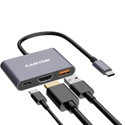 CANYON USB-C Hub DS-4 3in1 Sivi - USB-C 3.2 Gen 1, USB-A 3.2 Gen 1, HDMI 4K@30Hz, USB-C Power Delivery - thumbnail 5