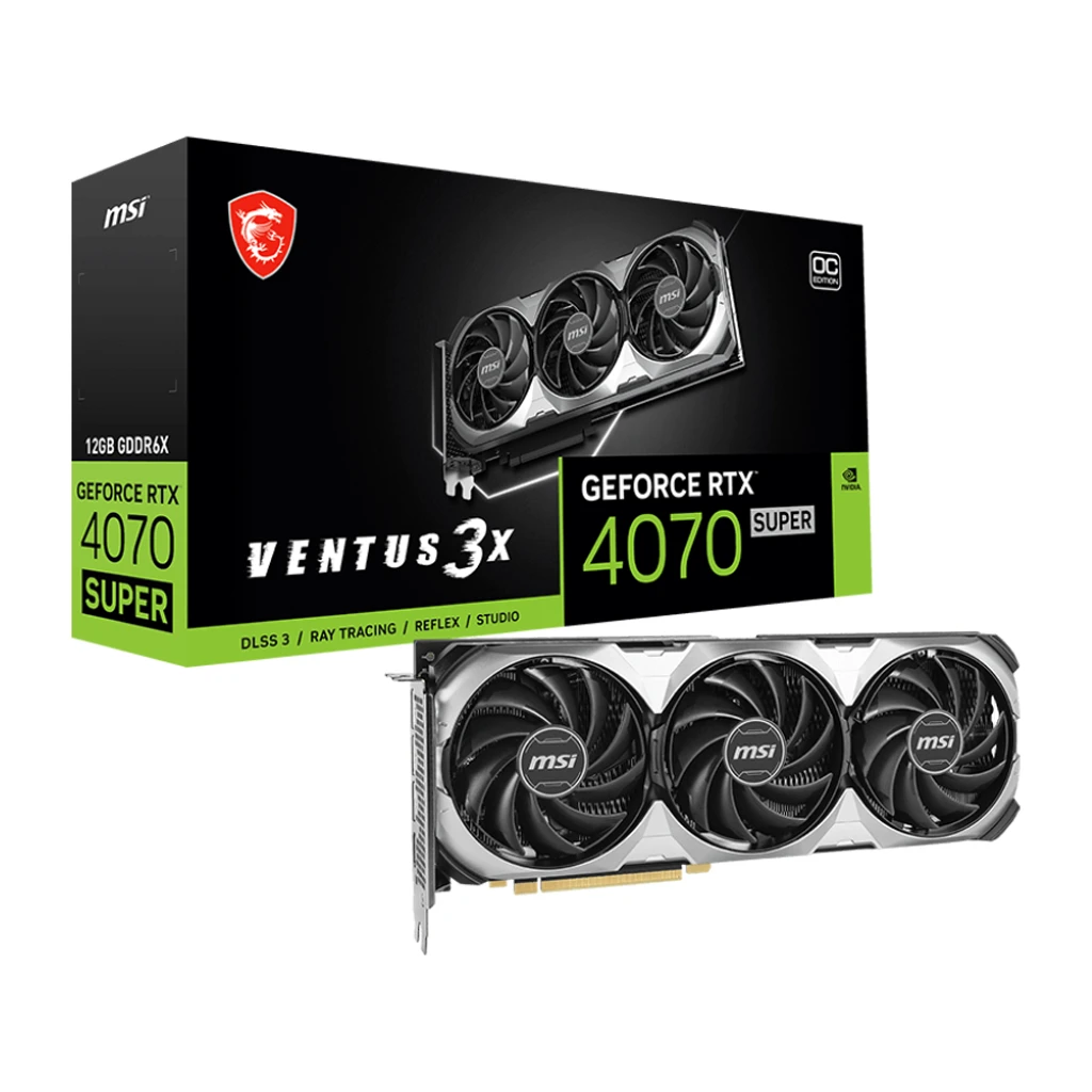 MSI Grafička Karta Nvidia GeForce RTX 4070 SUPER 12G VENTUS 3X OC - 12GB GDDR6X, 3xDP, Overclocked - image 1