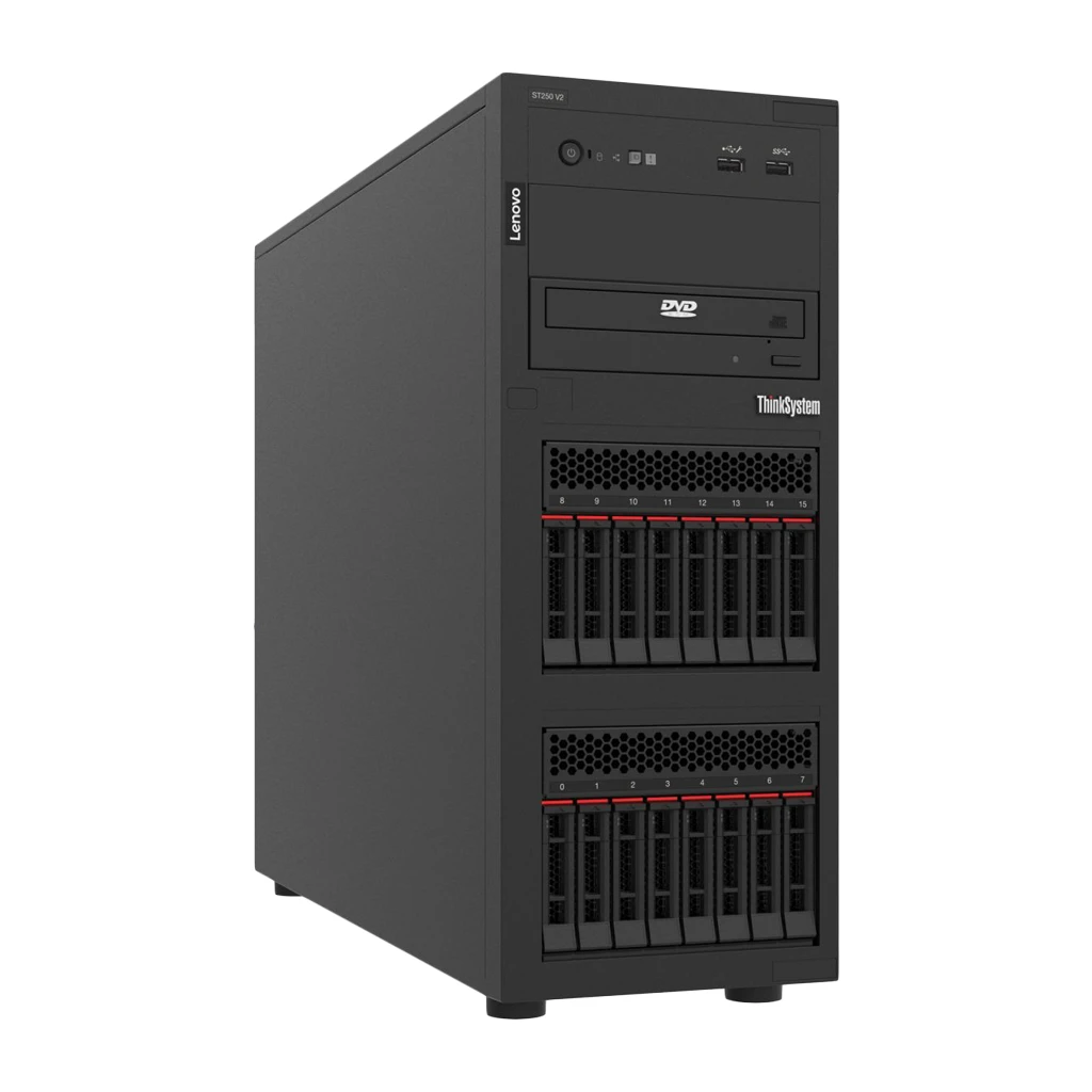 Lenovo ThinkSystem ST250 V2; Tower; 1x Xeon E-2378 8C 2.6GHz 16MB Cache/65W 1x32GB O/B 2.5" - image 1