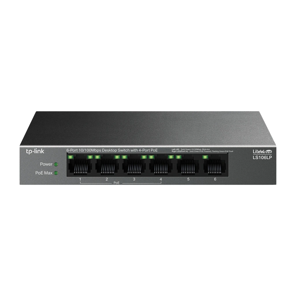 TP-Link LS106LP 6-Port 10/100 Mbps Desktop Prekidač sa 4 PoE Porta - image 1