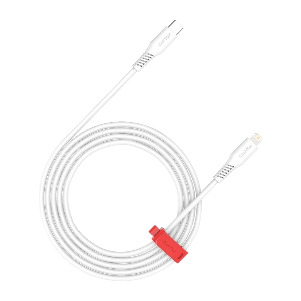 CANYON Kabl za Napajanje CLN30SC C-L 30W 2m Bijeli - Duljina 2m, Snaga 30W, USB-C, Bijela Boja - image 1