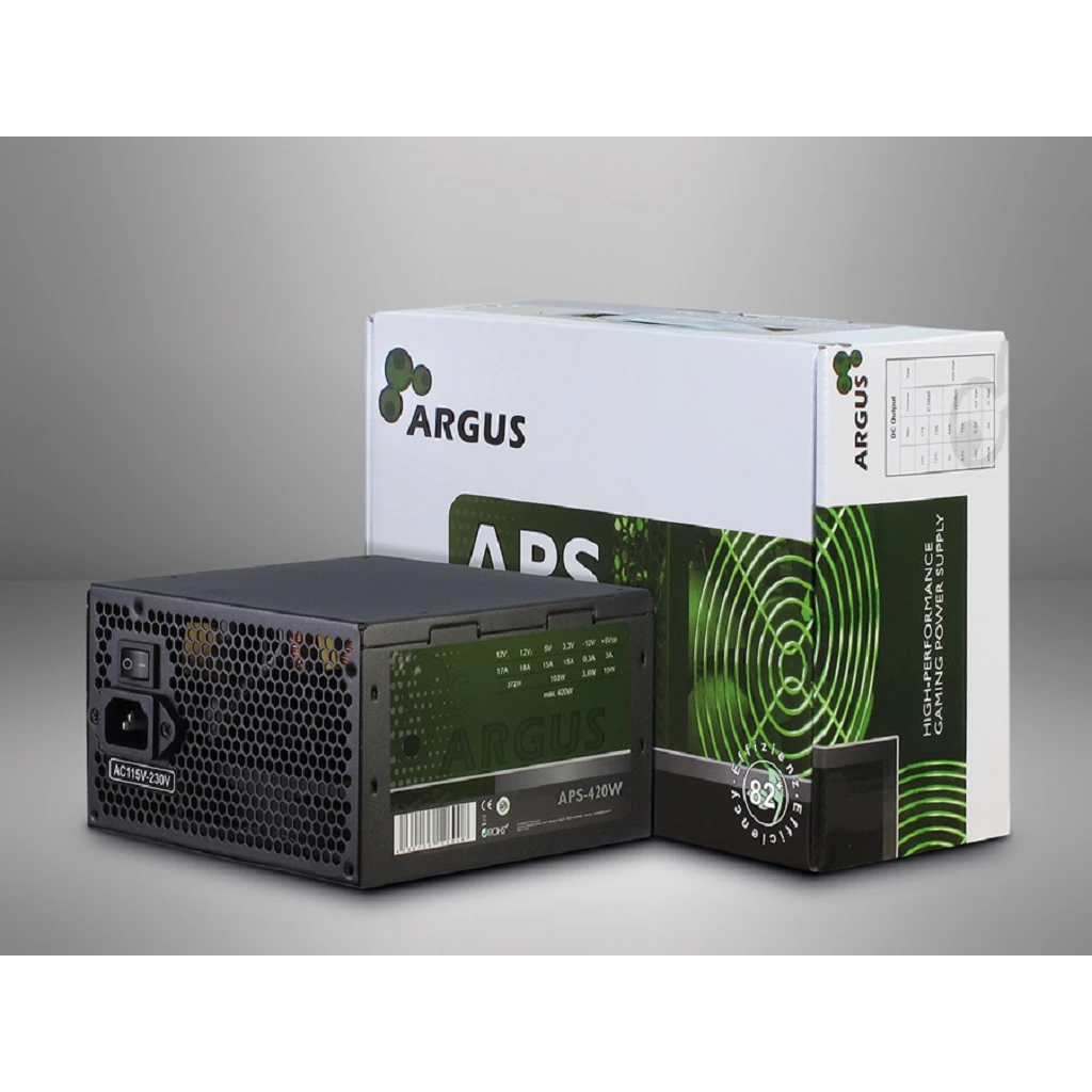Inter-tech PSU Argus APS-420W12cm fan,  Mainboard 20+4PinPCI-Express 6+2Pin, 3x SATA, 1x Floppy - image 1
