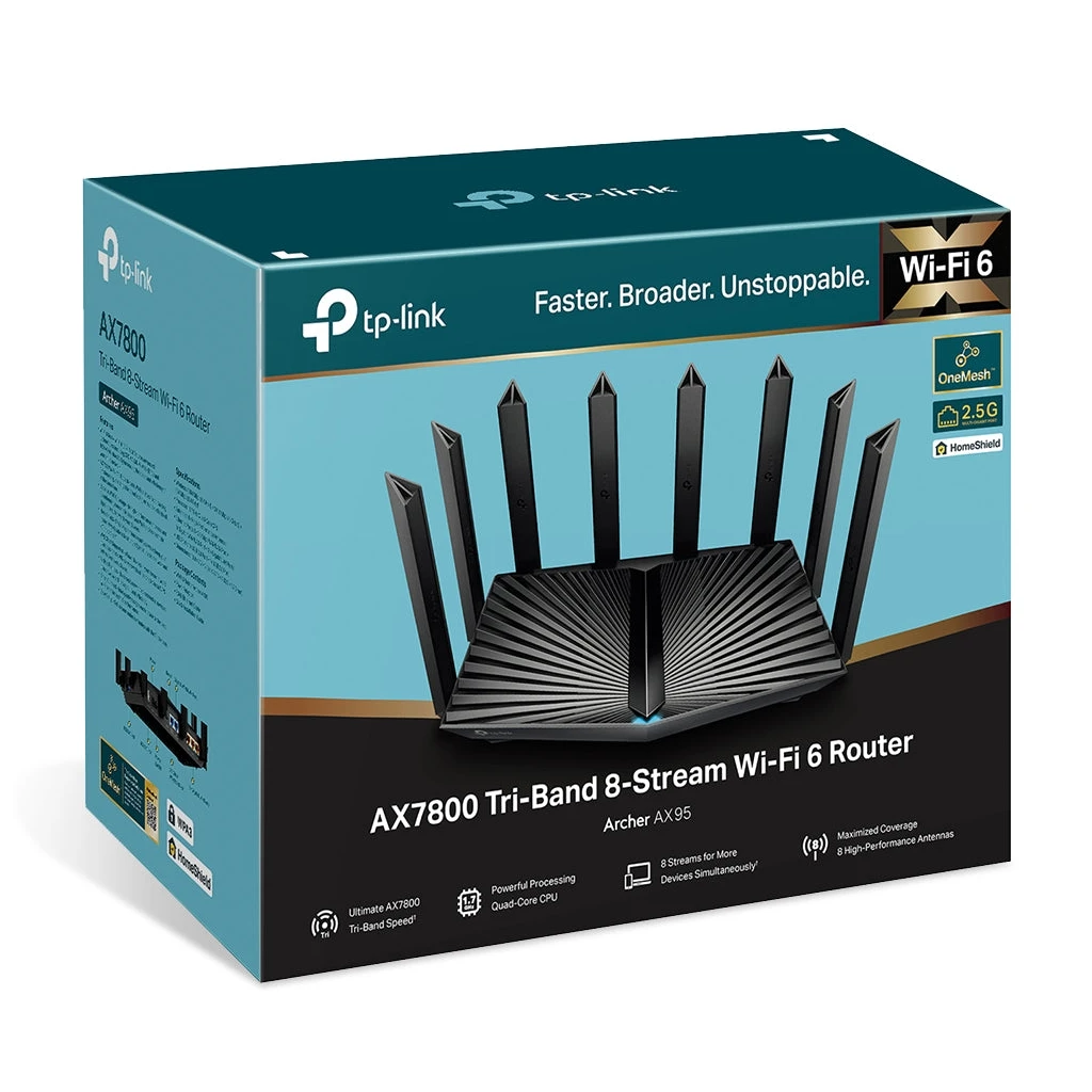 TP-Link Archer AX95 AX7800 Tri-Band WiFi 6 Ruter - 574Mbps na 2.4 GHz + 4804 Mbps - image 1