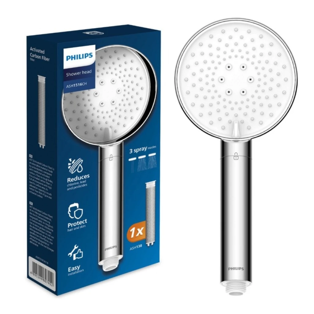 PHILIPS Glava tuša sa filterom ASH1516CH/10 - 3 stepena filtracije, Čisti vodu, Uklanja klor - image 1