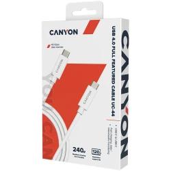 CANYON cable UC-44 USB-C to USB-C 240W 40Gbps 4k 1m White - thumbnail 2