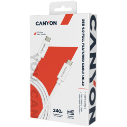 CANYON cable UC-42 USB-C to USB-C 240W 20Gbps 4k 2m White - thumbnail 2