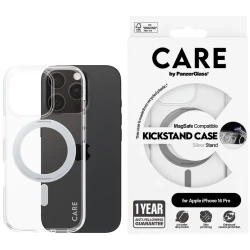CARE by PanzerGlass Feature Case Transparent w. Silver Kickstand & MagSafe iPhone 16 Pro - thumbnail 1