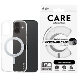 CARE by PanzerGlass Feature Case Transparent w. Silver Kickstand & MagSafe iPhone 16 - thumbnail 1