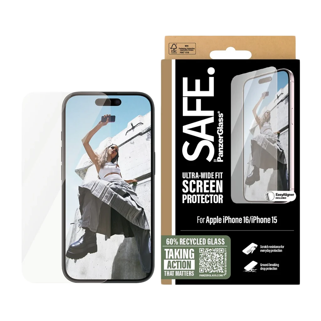 SAFE. by PanzerGlass Screen Protector iPhone 16 | Ultra-Wide Fit - image 1