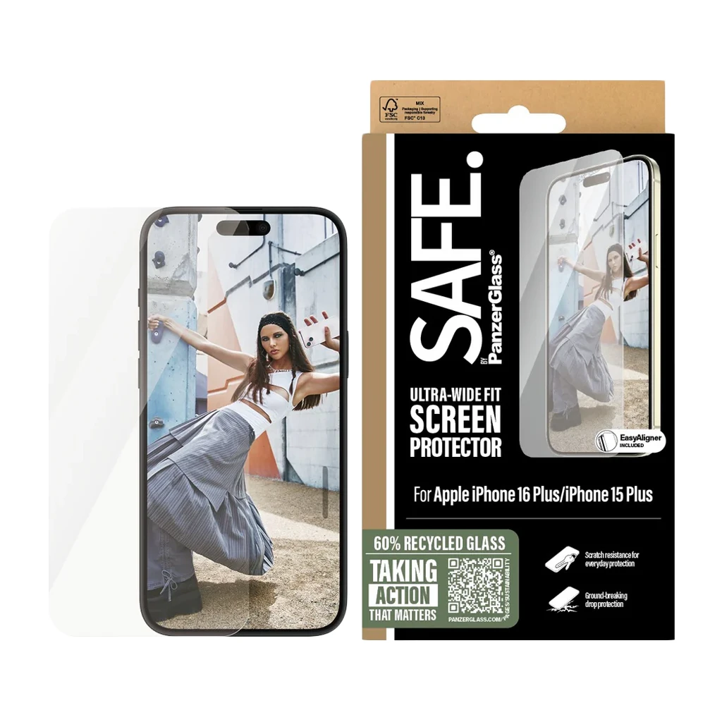 SAFE. by PanzerGlass® Screen Protector iPhone 16 Plus | Ultra-Wide Fit - image 1